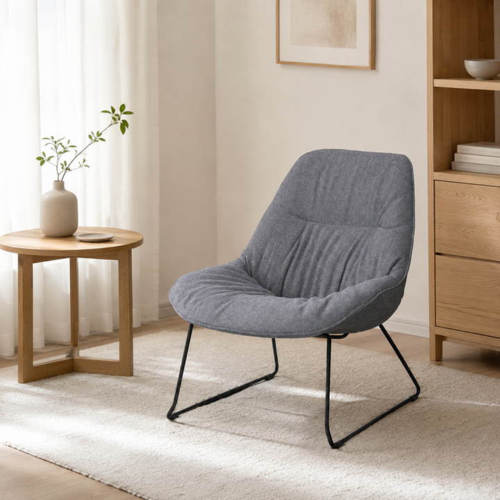 Thick High-Density Sponge Cushion &amp; Sturdy Sled Steel Frame Accent Chair - Nordic Ergonomic Curved Back, Comfort Lounge Reading Chair For Living Room