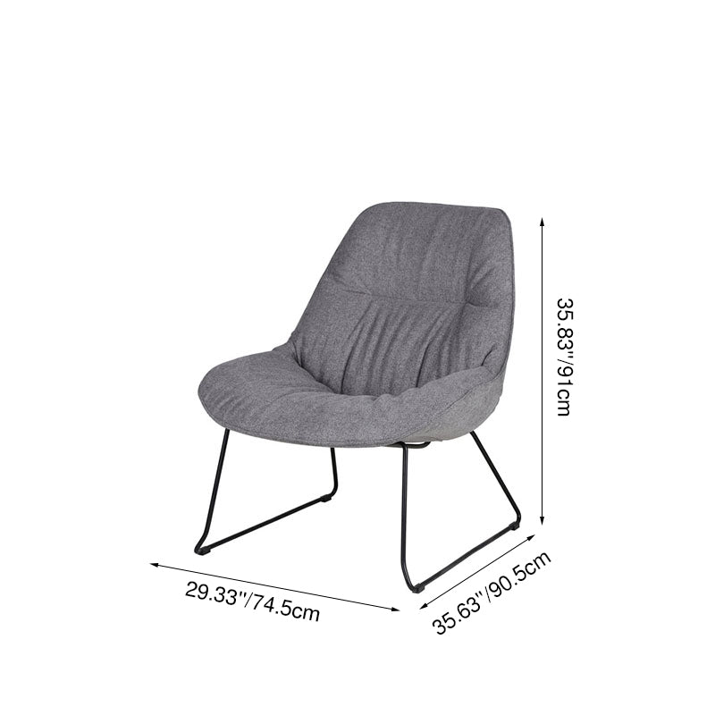 Thick High-Density Sponge Cushion &amp; Sturdy Sled Steel Frame Accent Chair - Nordic Ergonomic Curved Back, Comfort Lounge Reading Chair For Living Room