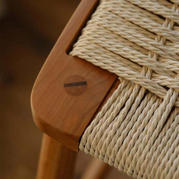 Tabouret de vanité carré sans dossier en bois de cerisier rétro contemporain en chêne et noyer pour chambre 