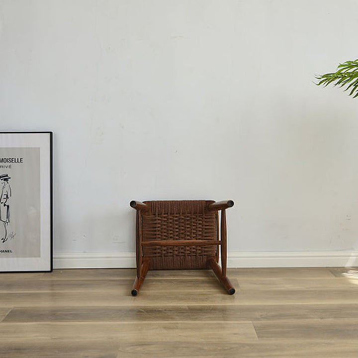 Tabouret de vanité carré sans dossier en bois de cerisier rétro contemporain en chêne et noyer pour chambre 