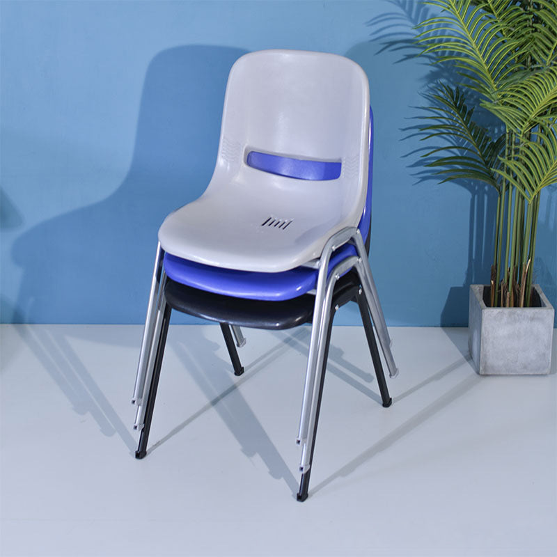 Modern Minimalist PP & Steel Square Desk Chair With Ventilated Backrest For Study & Home Office
