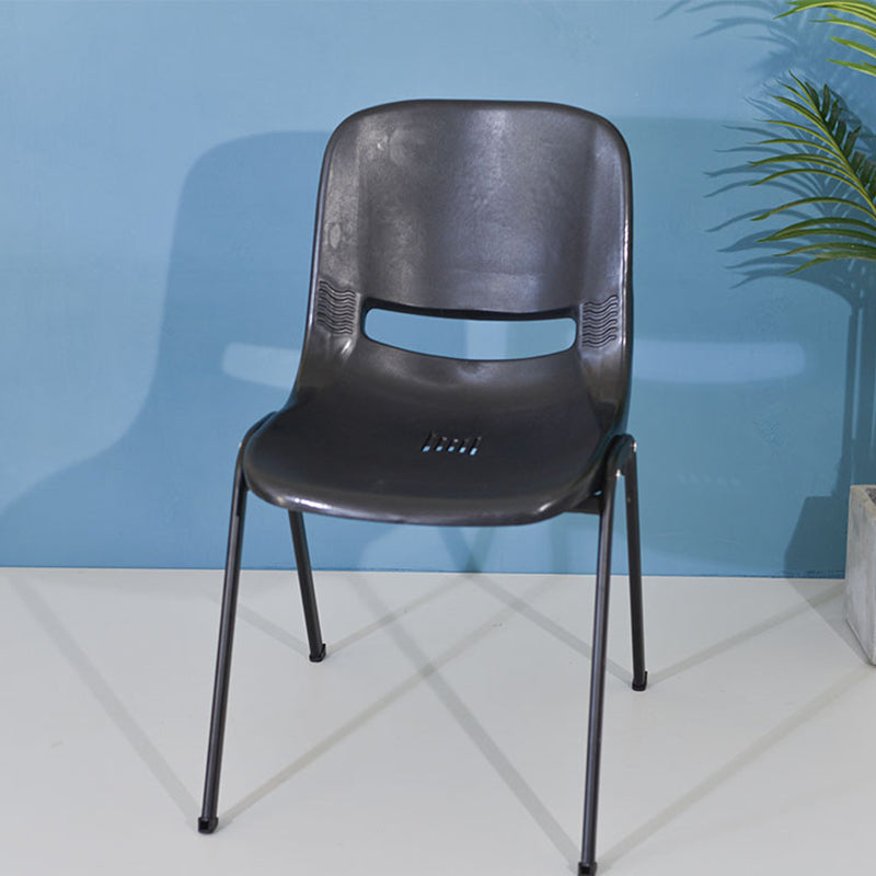 Modern Minimalist PP & Steel Square Desk Chair With Ventilated Backrest For Study & Home Office