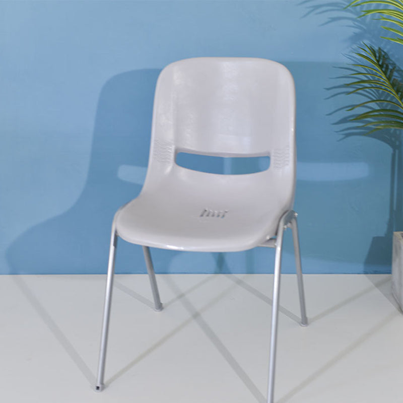 Modern Minimalist PP & Steel Square Desk Chair With Ventilated Backrest For Study & Home Office