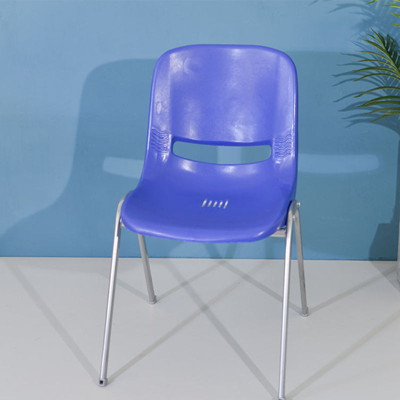 Modern Minimalist PP & Steel Square Desk Chair With Ventilated Backrest For Study & Home Office