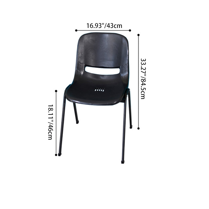 Modern Minimalist PP & Steel Square Desk Chair With Ventilated Backrest For Study & Home Office