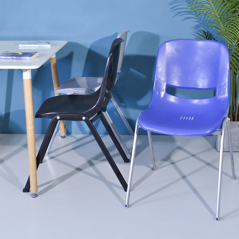 Modern Minimalist PP & Steel Square Desk Chair With Ventilated Backrest For Study & Home Office