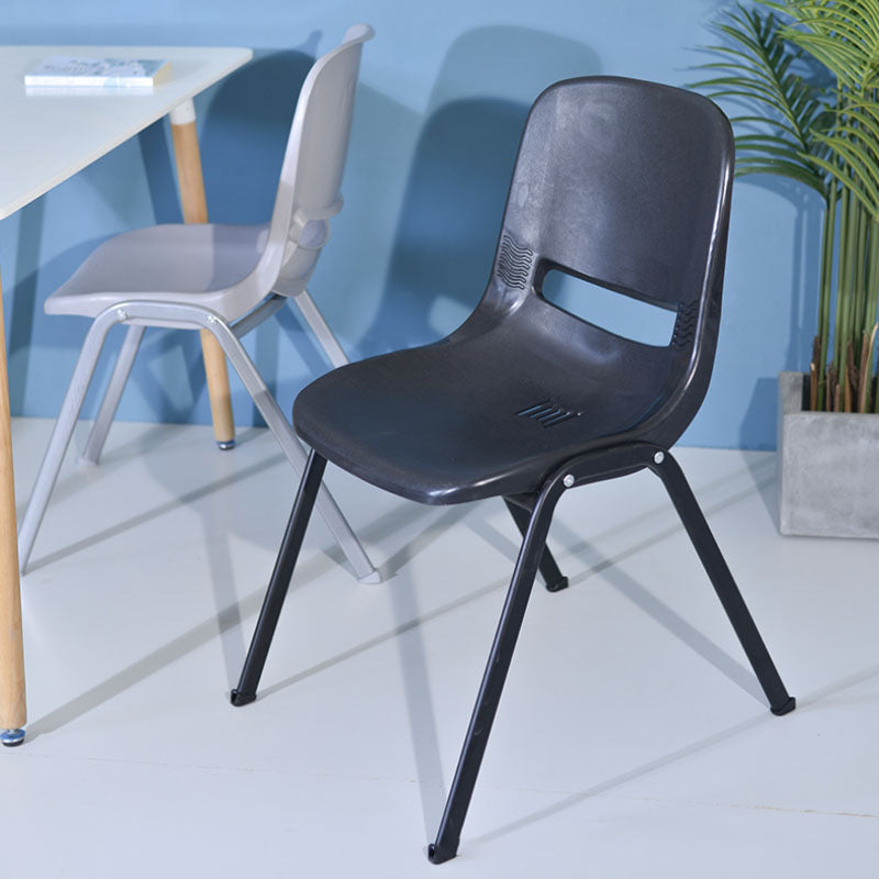 Modern Minimalist PP & Steel Square Desk Chair With Ventilated Backrest For Study & Home Office
