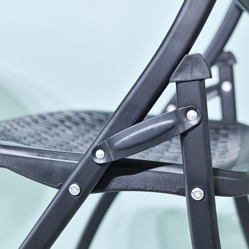 Modern Minimalist Plastic & Steel Square Folding Desk Chair With Breathable Seat For Study & Home Office