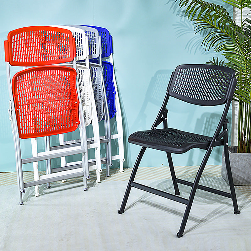 Modern Minimalist Plastic & Steel Square Folding Desk Chair With Breathable Seat For Study & Home Office
