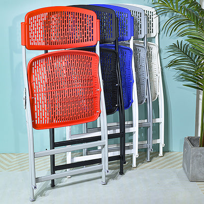 Modern Minimalist Plastic & Steel Square Folding Desk Chair With Breathable Seat For Study & Home Office
