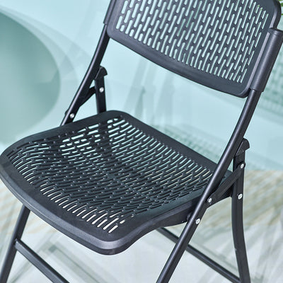 Modern Minimalist Plastic & Steel Square Folding Desk Chair With Breathable Seat For Study & Home Office