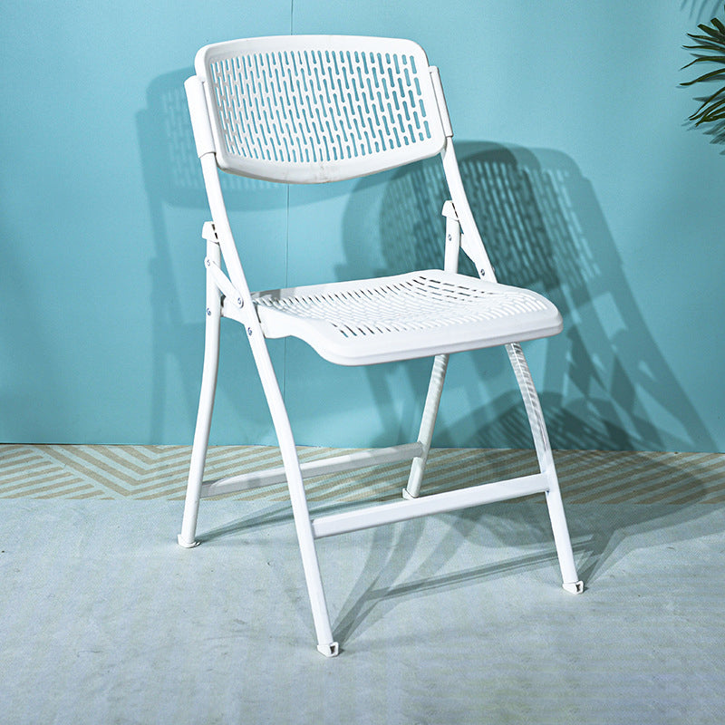 Modern Minimalist Plastic & Steel Square Folding Desk Chair With Breathable Seat For Study & Home Office