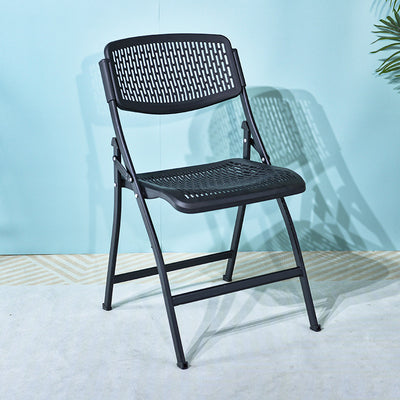 Modern Minimalist Plastic & Steel Square Folding Desk Chair With Breathable Seat For Study & Home Office