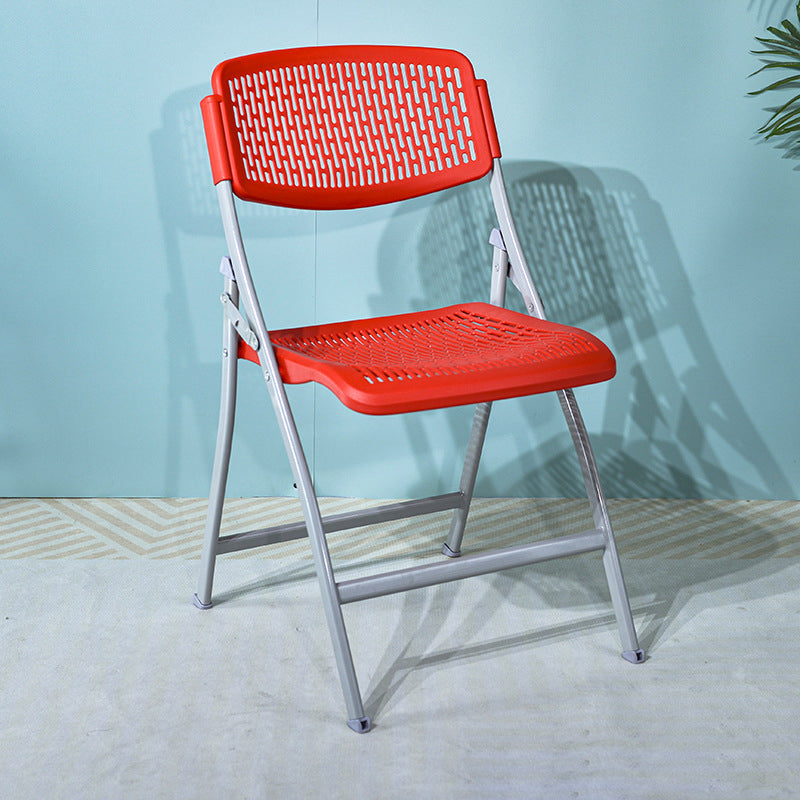 Modern Minimalist Plastic & Steel Square Folding Desk Chair With Breathable Seat For Study & Home Office