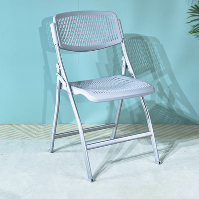 Modern Minimalist Plastic & Steel Square Folding Desk Chair With Breathable Seat For Study & Home Office