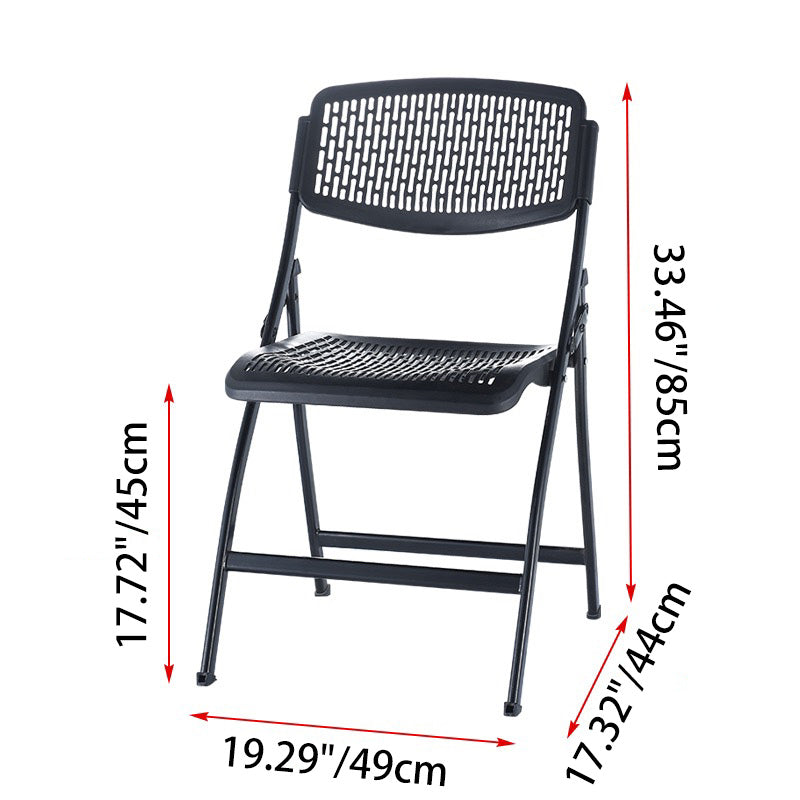 Modern Minimalist Plastic & Steel Square Folding Desk Chair With Breathable Seat For Study & Home Office