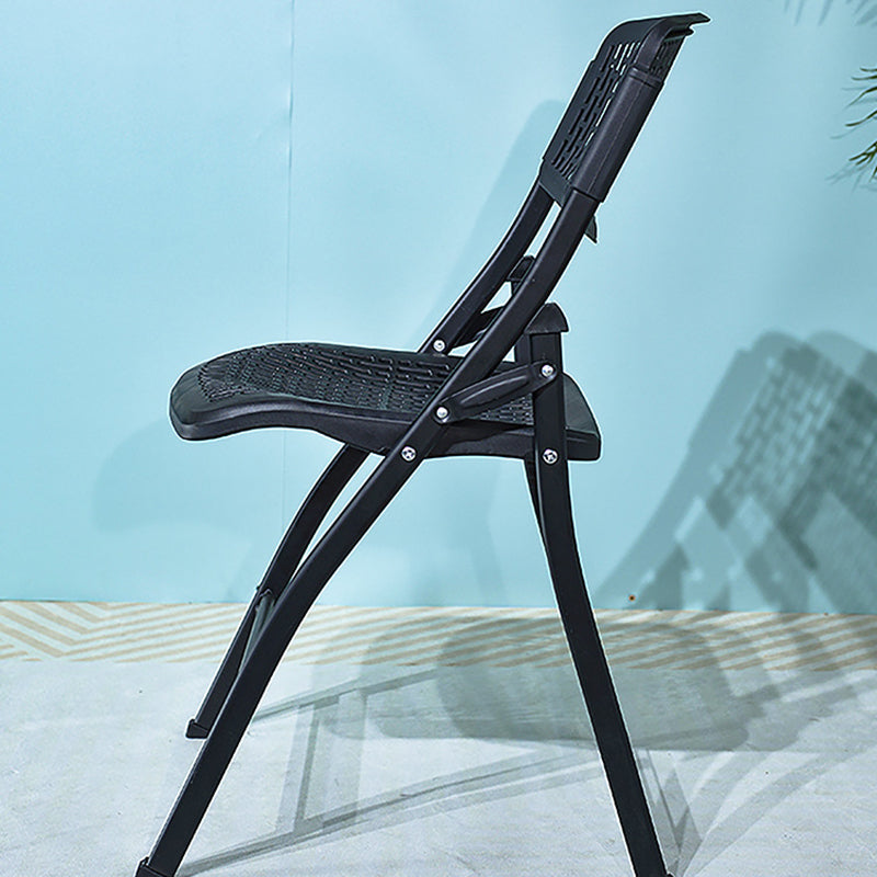 Modern Minimalist Plastic & Steel Square Folding Desk Chair With Breathable Seat For Study & Home Office