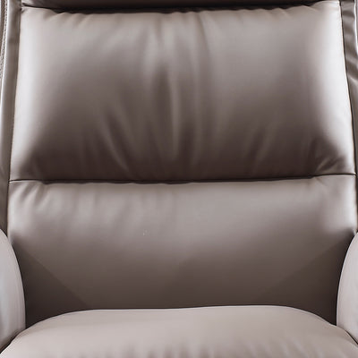 Modern Luxury Leather Wood & Aluminum Rectangular Back Desk Chair With Footrest & Wheels For Study & Home Office