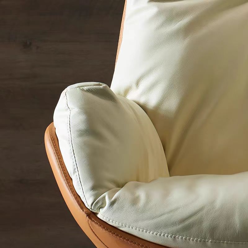 Modern Minimalist Leather Square Seat Desk Chair With Armrest & Reclining Backrest For Home Office Or Study