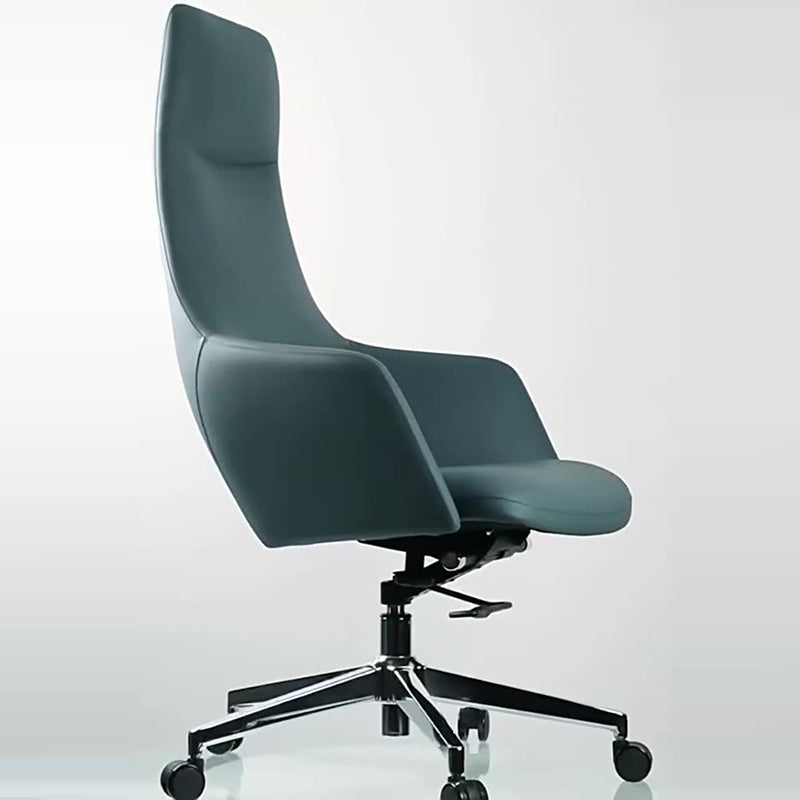 Modern Minimalist Leather Aluminum Alloy Rectangular Desk Chair Adjustable Rotating With Backrest And Armrests For Home Office And Study