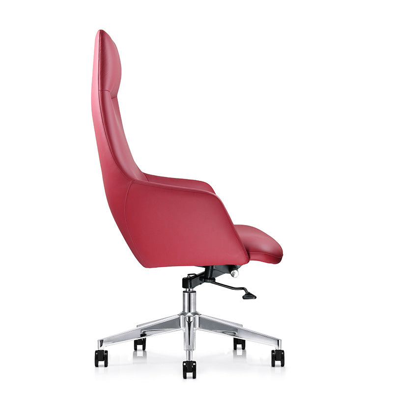 Modern Minimalist Leather Aluminum Alloy Rectangular Desk Chair Adjustable Rotating With Backrest And Armrests For Home Office And Study