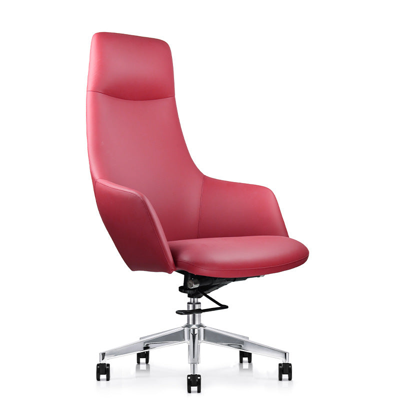 Modern Minimalist Leather Aluminum Alloy Rectangular Desk Chair Adjustable Rotating With Backrest And Armrests For Home Office And Study