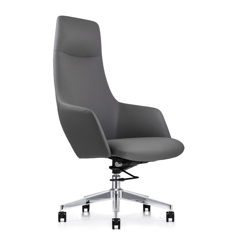 Modern Minimalist Leather Aluminum Alloy Rectangular Desk Chair Adjustable Rotating With Backrest And Armrests For Home Office And Study