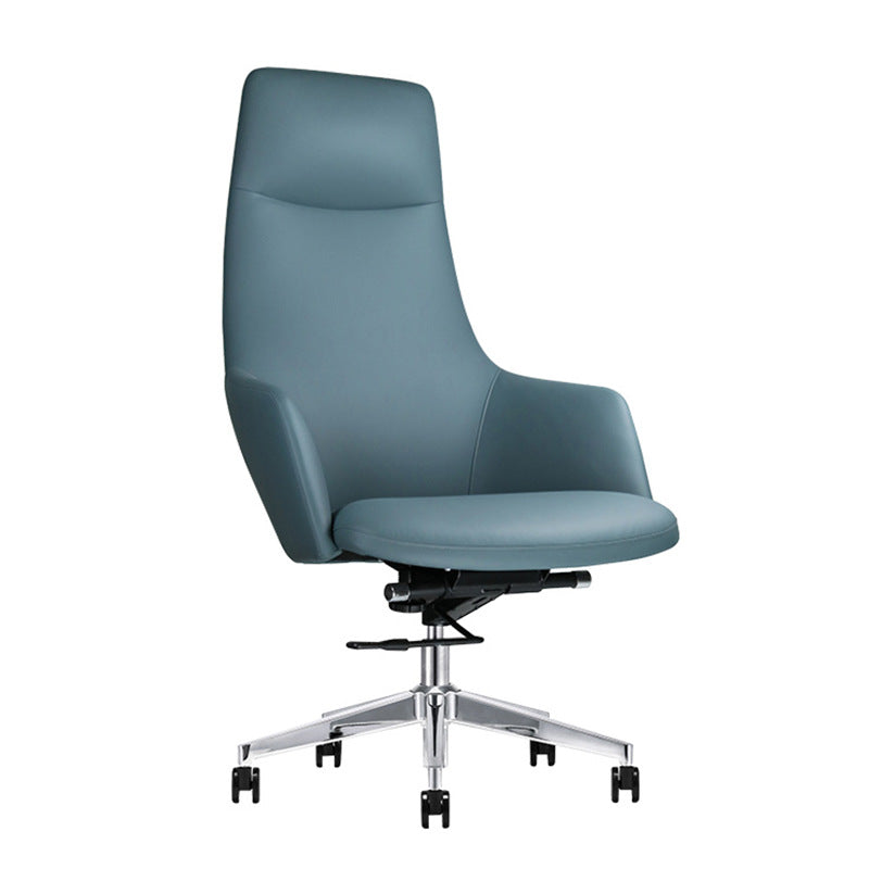 Modern Minimalist Leather Aluminum Alloy Rectangular Desk Chair Adjustable Rotating With Backrest And Armrests For Home Office And Study