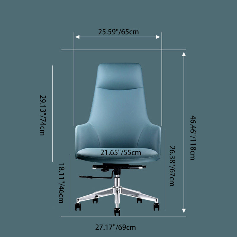 Modern Minimalist Leather Aluminum Alloy Rectangular Desk Chair Adjustable Rotating With Backrest And Armrests For Home Office And Study