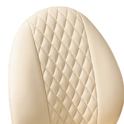 Contemporary Nordic PU Leather Steel Scallop Oval Vanity Stool With Backrest And Armrest For Bedroom