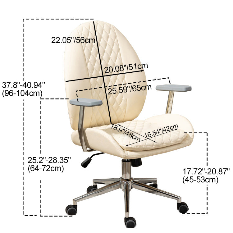 Contemporary Nordic PU Leather Steel Scallop Oval Vanity Stool With Backrest And Armrest For Bedroom