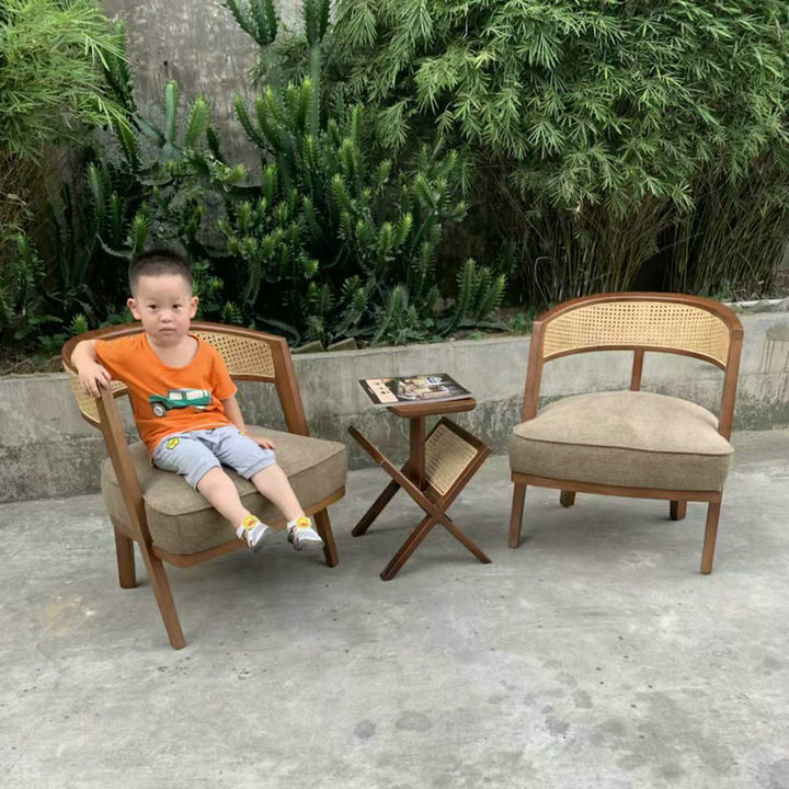 Chaise d'accent en rotin et bois japonais traditionnel avec dossier pour salon et salle à manger 