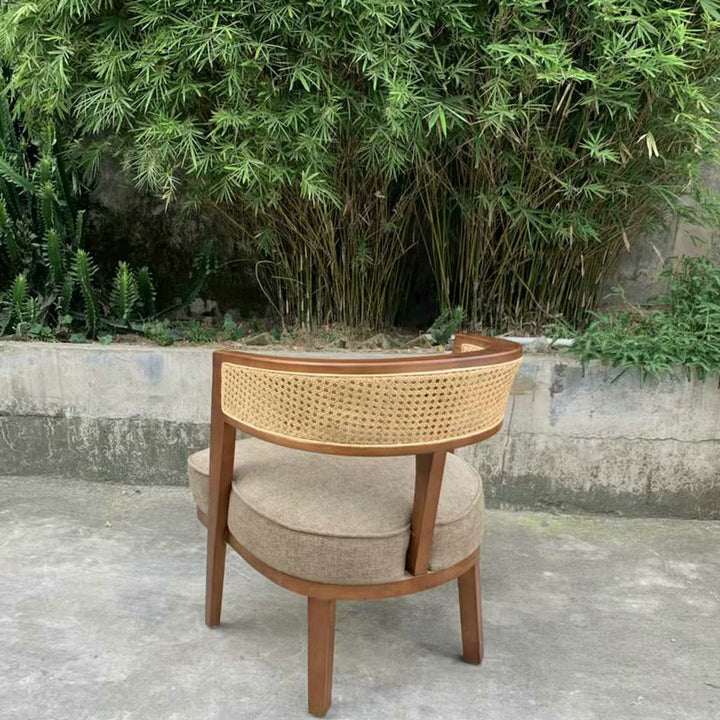 Chaise d'accent en rotin et bois japonais traditionnel avec dossier pour salon et salle à manger 