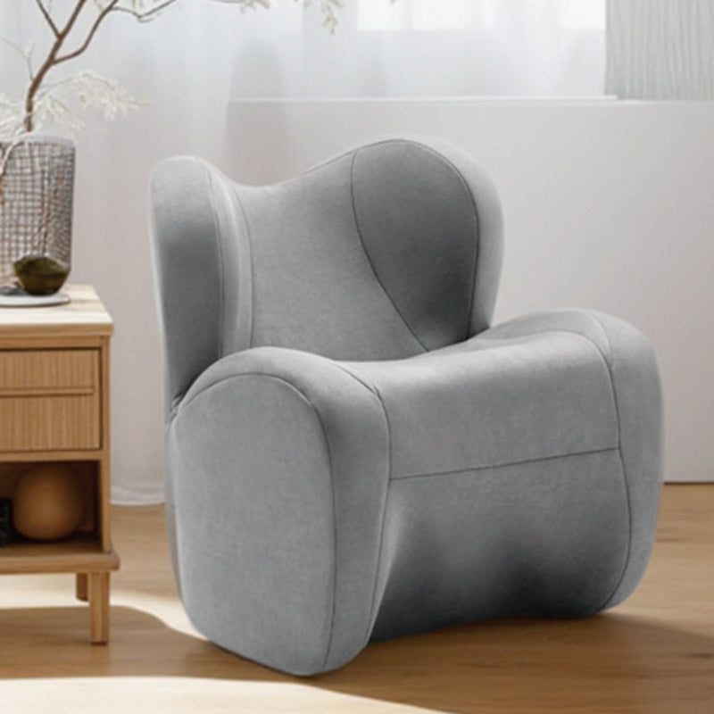 Modern Minimalist Linen &amp; Velvet EPS Curved Accent Chair With Backrest And Storage Pocket For Living Room