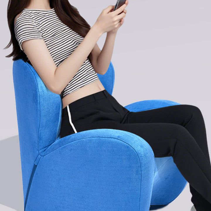 Modern Minimalist Linen &amp; Velvet EPS Curved Accent Chair With Backrest And Storage Pocket For Living Room