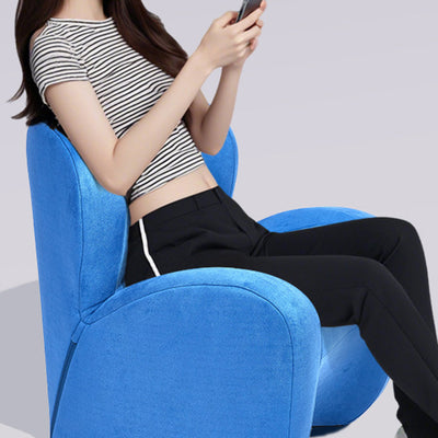 Modern Minimalist Linen & Velvet EPS Curved Accent Chair With Backrest And Storage Pocket For Living Room