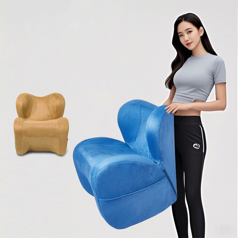 Modern Minimalist Linen &amp; Velvet EPS Curved Accent Chair With Backrest And Storage Pocket For Living Room