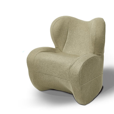Modern Minimalist Linen & Velvet EPS Curved Accent Chair With Backrest And Storage Pocket For Living Room