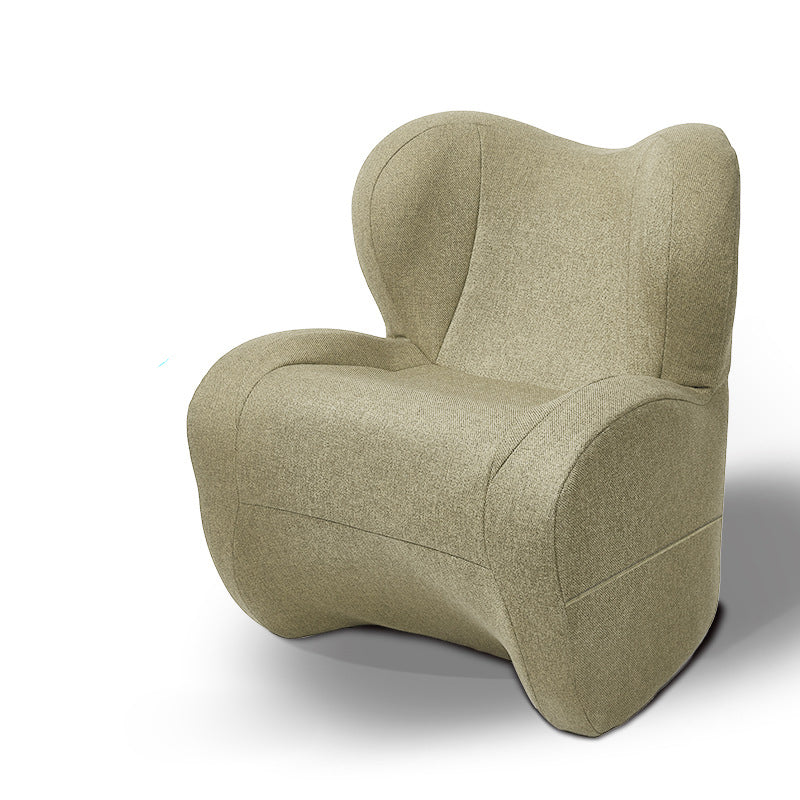 Modern Minimalist Linen & Velvet EPS Curved Accent Chair With Backrest And Storage Pocket For Living Room