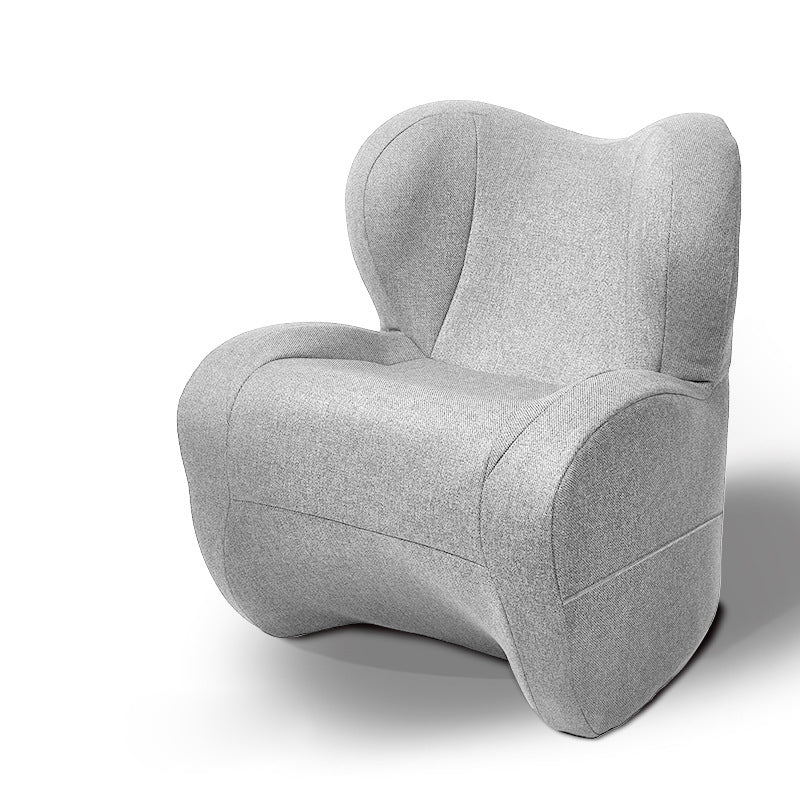 Modern Minimalist Linen &amp; Velvet EPS Curved Accent Chair With Backrest And Storage Pocket For Living Room