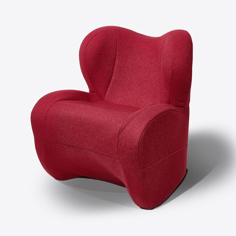 Modern Minimalist Linen &amp; Velvet EPS Curved Accent Chair With Backrest And Storage Pocket For Living Room