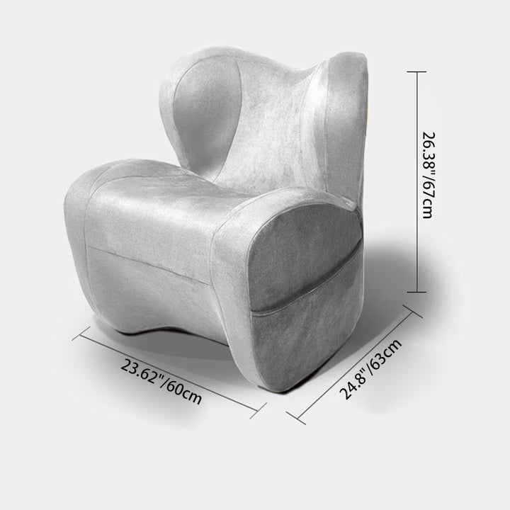 Modern Minimalist Linen &amp; Velvet EPS Curved Accent Chair With Backrest And Storage Pocket For Living Room