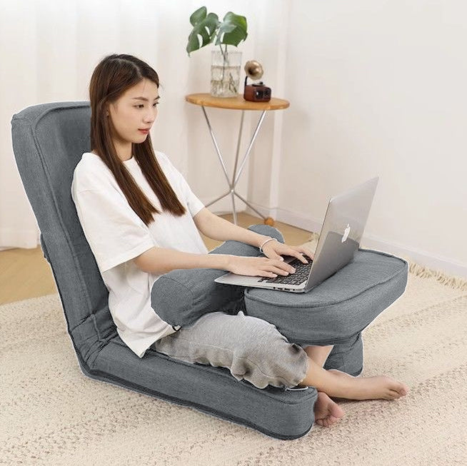 Sofa paresseux en coton-lin à simplicité moderne, carré, tatami avec dossier réglable et table pliable pour chambre et fenêtre en baie 