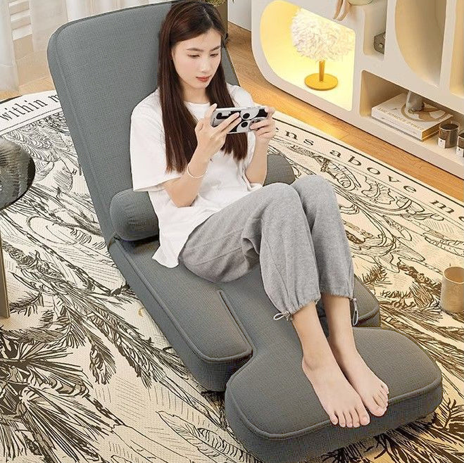 Sofa paresseux en coton-lin à simplicité moderne, carré, tatami avec dossier réglable et table pliable pour chambre et fenêtre en baie 