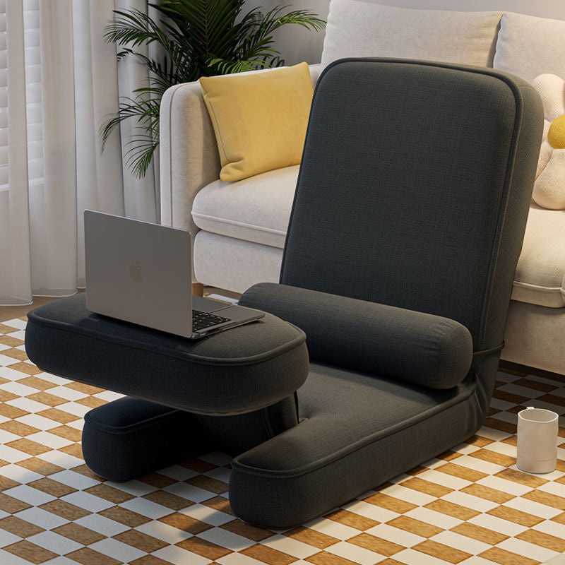 Modern Simplicity Cotton-Linen Square Lazy Sofa Tatami With Adjustable Backrest & Foldable Table For Bedroom & Bay Window