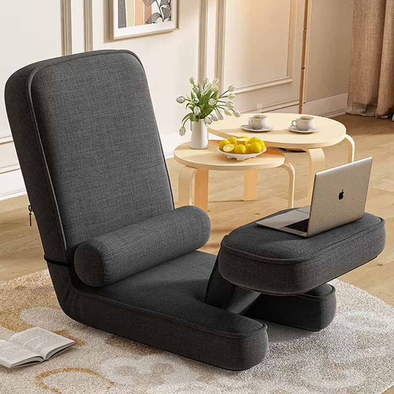 Modern Simplicity Cotton-Linen Square Lazy Sofa Tatami With Adjustable Backrest & Foldable Table For Bedroom & Bay Window
