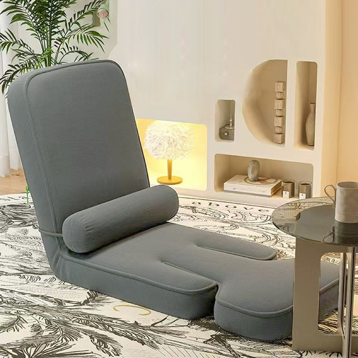 Modern Simplicity Cotton-Linen Square Lazy Sofa Tatami With Adjustable Backrest & Foldable Table For Bedroom & Bay Window