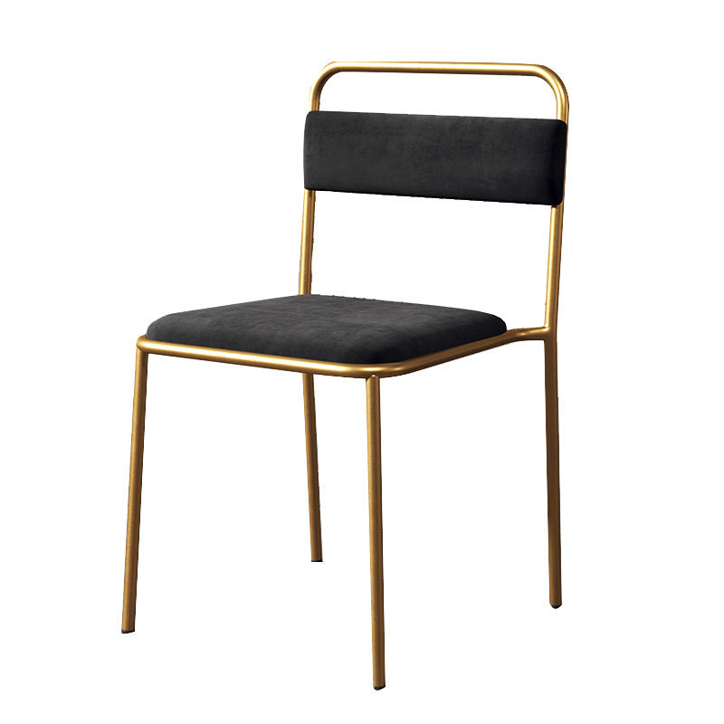 Contemporary Scandinavian Iron Leather Velvet Square Dining Chair Backrest Stackable For Dining Room