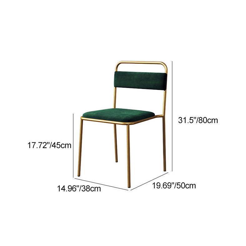 Contemporary Scandinavian Iron Leather Velvet Square Dining Chair Backrest Stackable For Dining Room