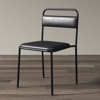 Contemporary Scandinavian Iron Leather Velvet Square Dining Chair Backrest Stackable For Dining Room